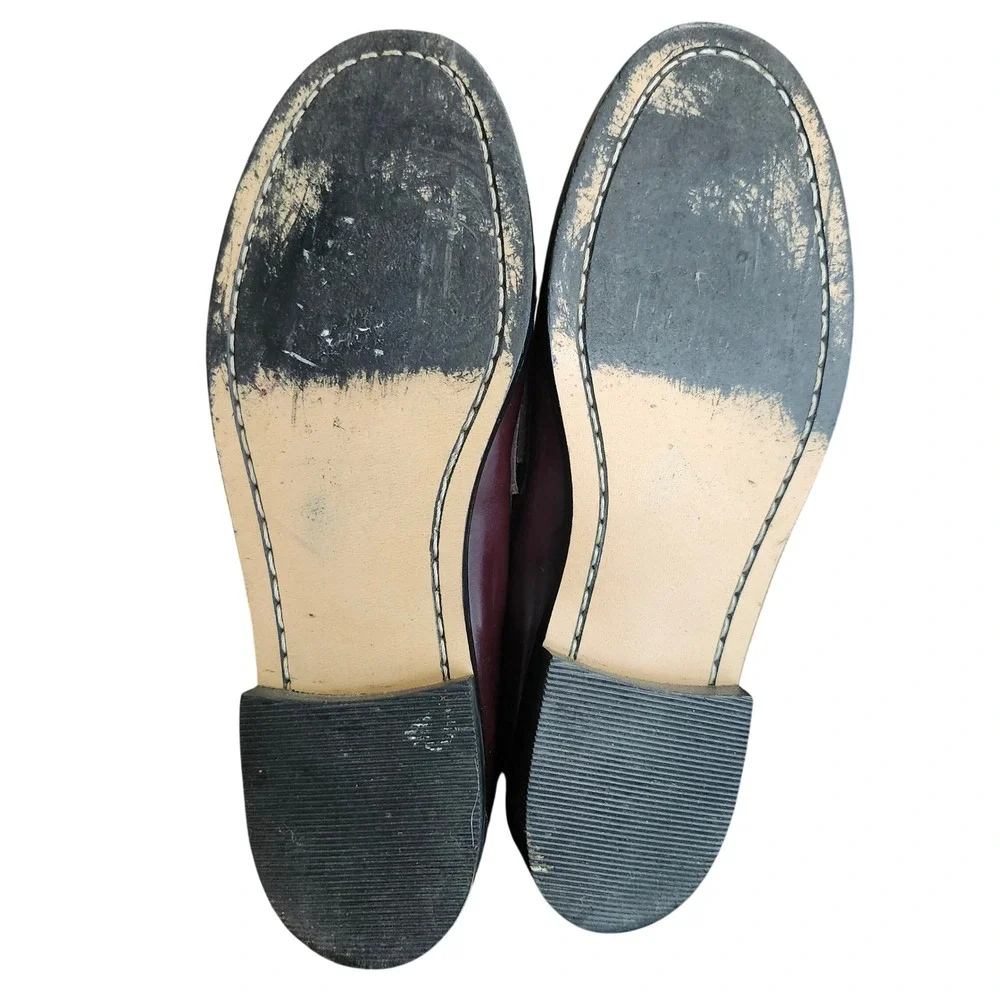 Pappagallo Penny Loafers Women 6.5 M Burgundy Leather Classic Flat Shoes Vintage